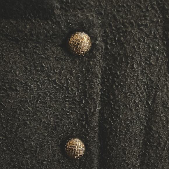 CC COLLECT Women's XS Black Boucle Wool Blazer Jacket Double Brass Buttons Chic - Picture 7 of 15